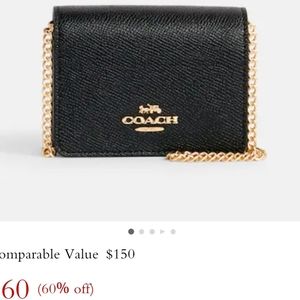 Coach Black Leather Wallet on a Chain